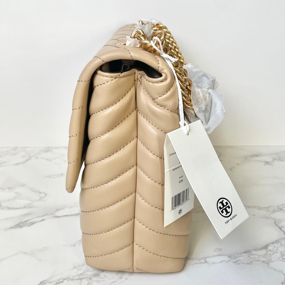 ❌SOLD❌ New Tory Burch Kira Leather Convertible Shoulder Bag Beige - Picture 5 of 10
